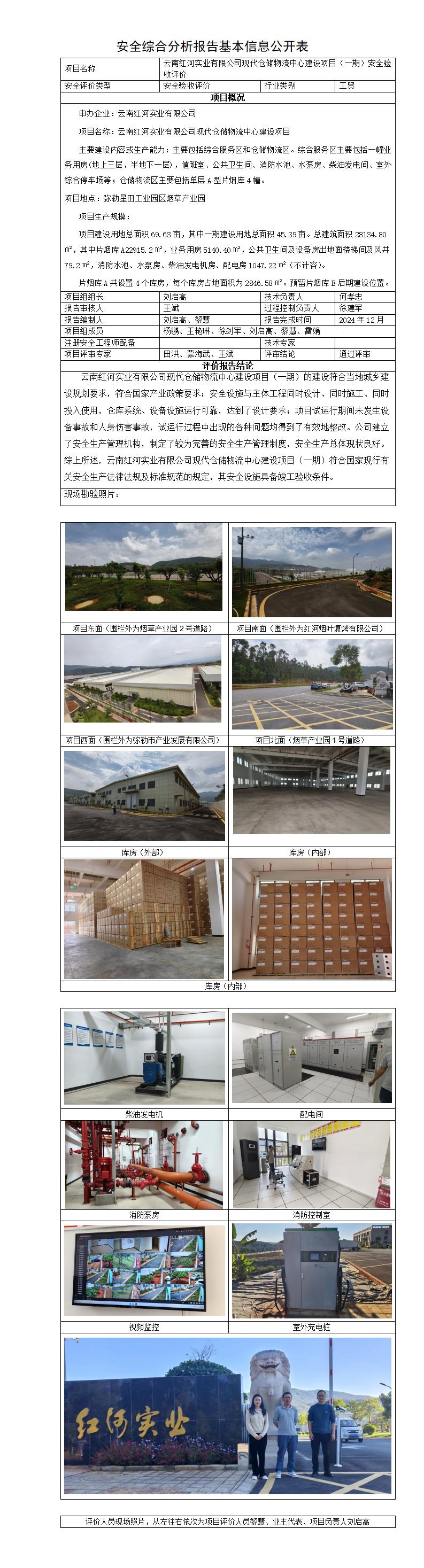 基本信息公开表——云南红河实业有限公司现代仓储物流中心建设项目（一期）安全验收评价