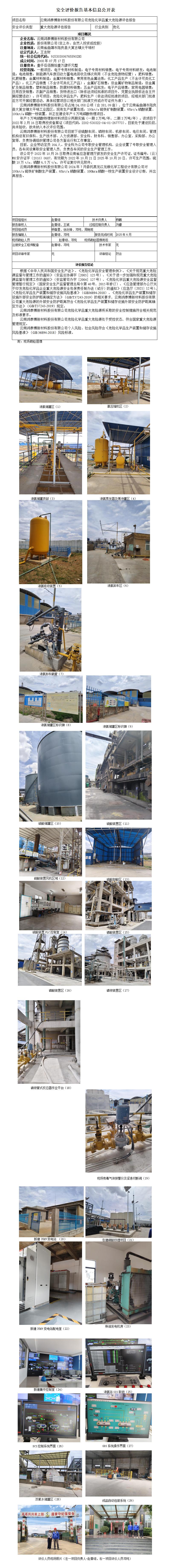 安全评价报告基本信息公开表（鸿泰博重大危险源）