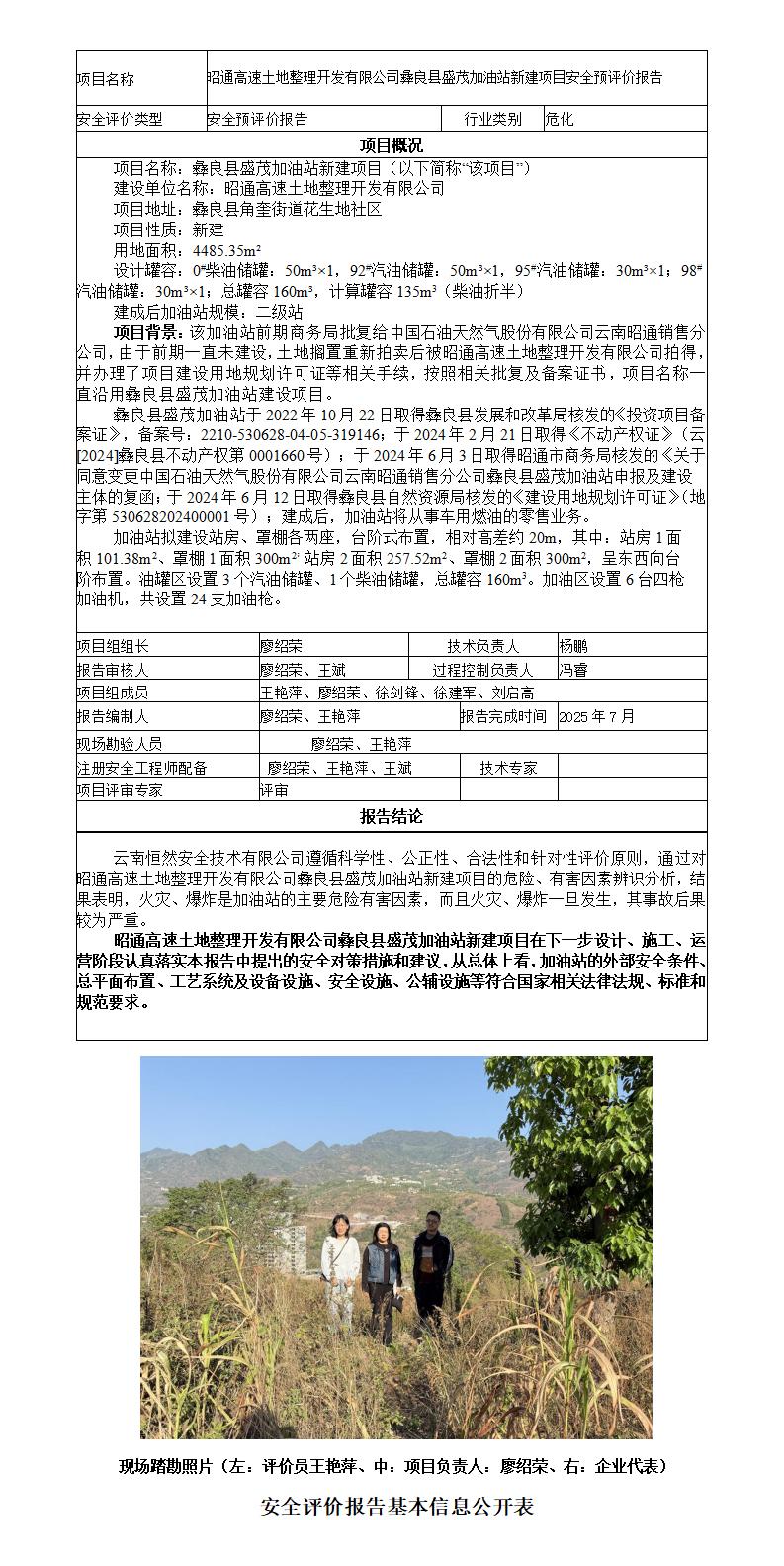 安全评价报告基本信息公开表（盛茂预评价)