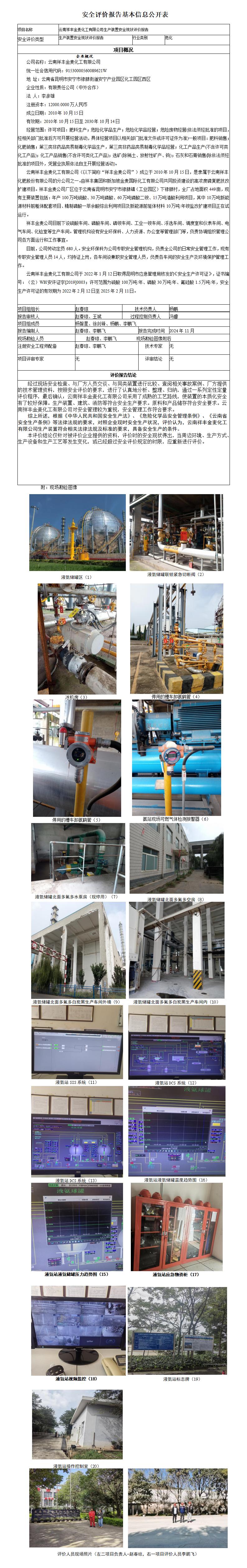 安全评价报告基本信息公开表（祥丰金麦现状评价）