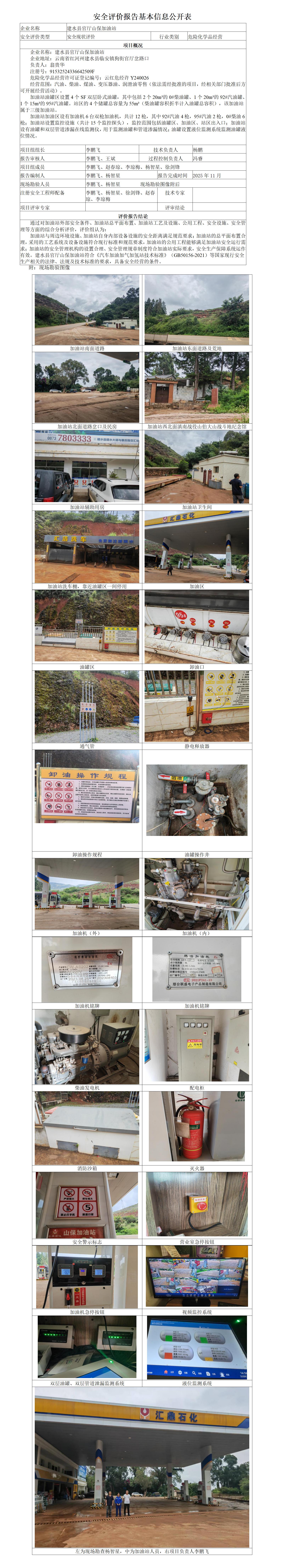 基本信息公开表（建水县官厅山保加油站现状）